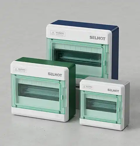 SELHOT custom color junction box OEM — RAL grey blue and green ABS PC housings