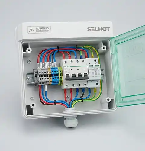 SELHOT wall-mount junction box with internal mounting pillars DIN-rail and terminal blocks