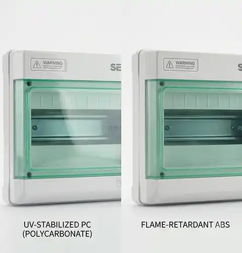 SELHOT ABS and PC junction box material comparison UV-stabilized polycarbonate and flame-retardant ABS