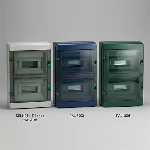 SELHOT custom color distribution box OEM — white blue and green housings