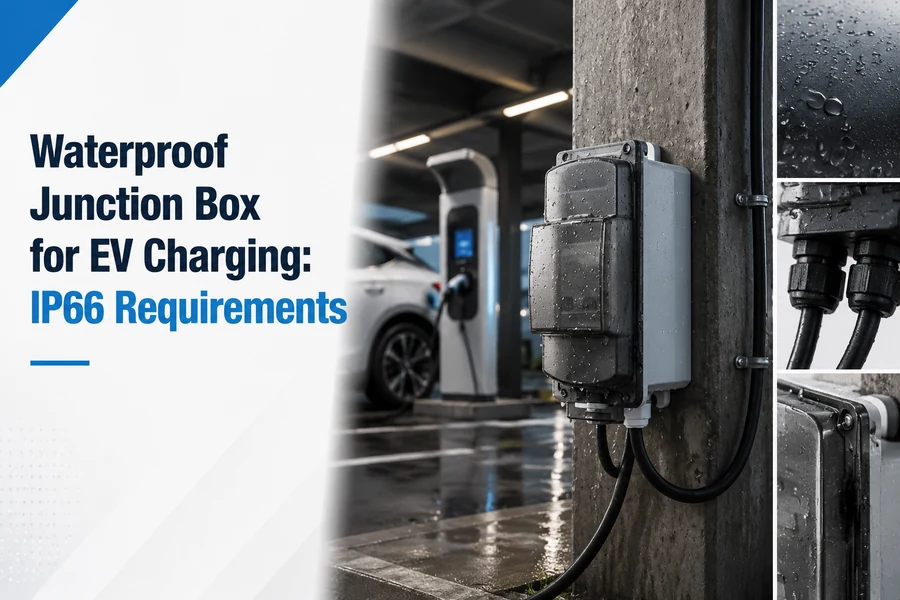 waterproof junction box for ev charging promotional poster for Waterproof Junction Box for EV Charging: IP66 Requirements